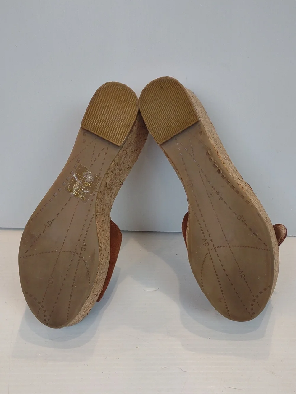 Dolce Vita Hazelwood Brown Suede Cork Wedge Slide with Gold-Tone Buckle Detail